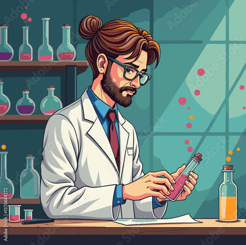 Scientist conducting experiments in a laboratory setting  