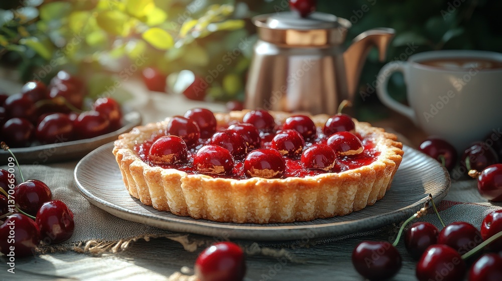 Tart filled with fresh cherries Tart filled with fresh cherries
