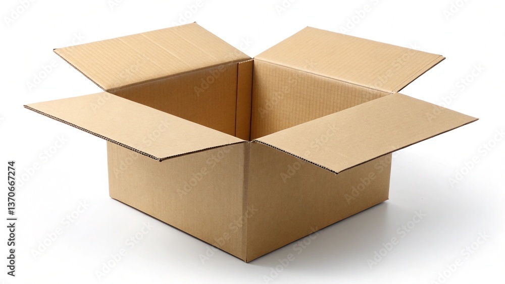 Open cardboard box with clean edges (isolated, white background) Open cardboard box with clean edges (isolated, white background)