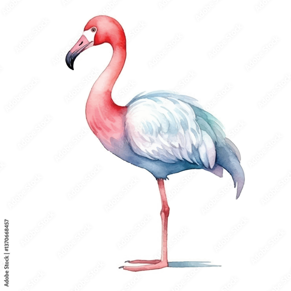 Fototapeta premium flamingo cute watercolors illustration on white background