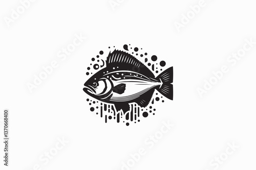 A Halibut fish vector silhouette image made by adobe illustrator. eps
