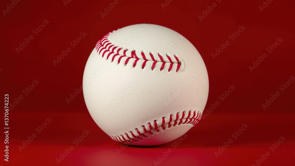 Simple Baseball on Red, Studio Shot Simple Baseball on Red, Studio Shot