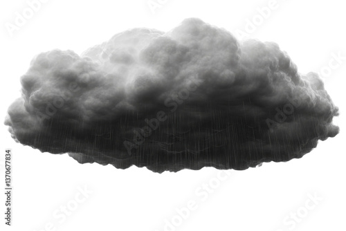 Dark Storm Cloud with Heavy Rainfall, Moody Atmosphere for Weather, Nature, and Environmental Themes in Photography Projects and Designs