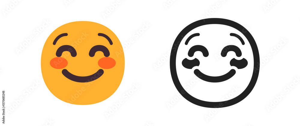 Fototapeta premium Smiling Face with Smiling Eyes and Blush