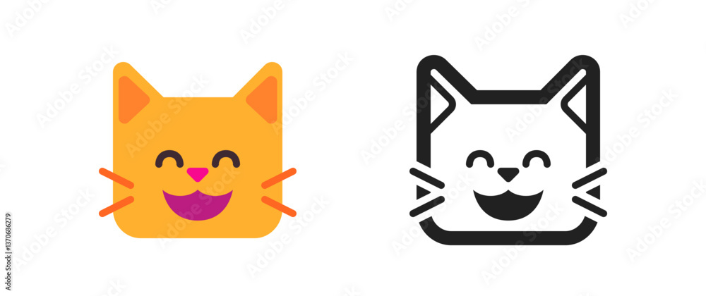 Fototapeta premium Smiling Cat Face with Open Mouth