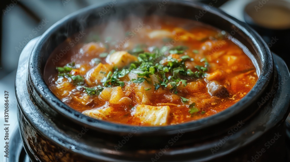 Spicy Hotpot Dish Closeup Spicy Hotpot Dish Closeup