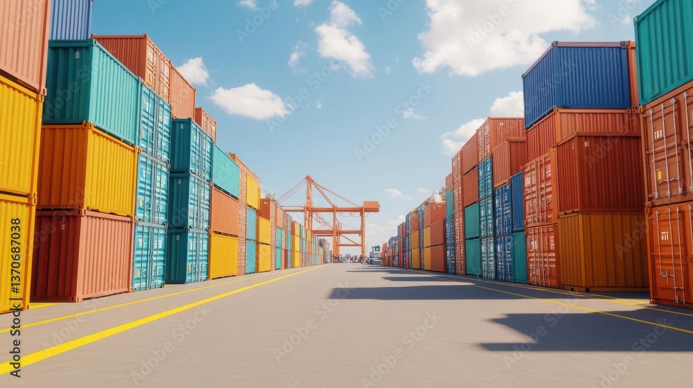Fototapeta premium A hyper-realistic image of a cargo port with AI-powered tariff calculation systems