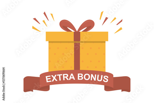 Extra bonus label banner. Modern poster with surprise gift. Web template for promotion. Bonus icon. Present or gift box sign template for shopping,