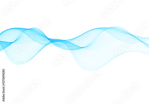 Abstract light blue wave background with curved lines modern design