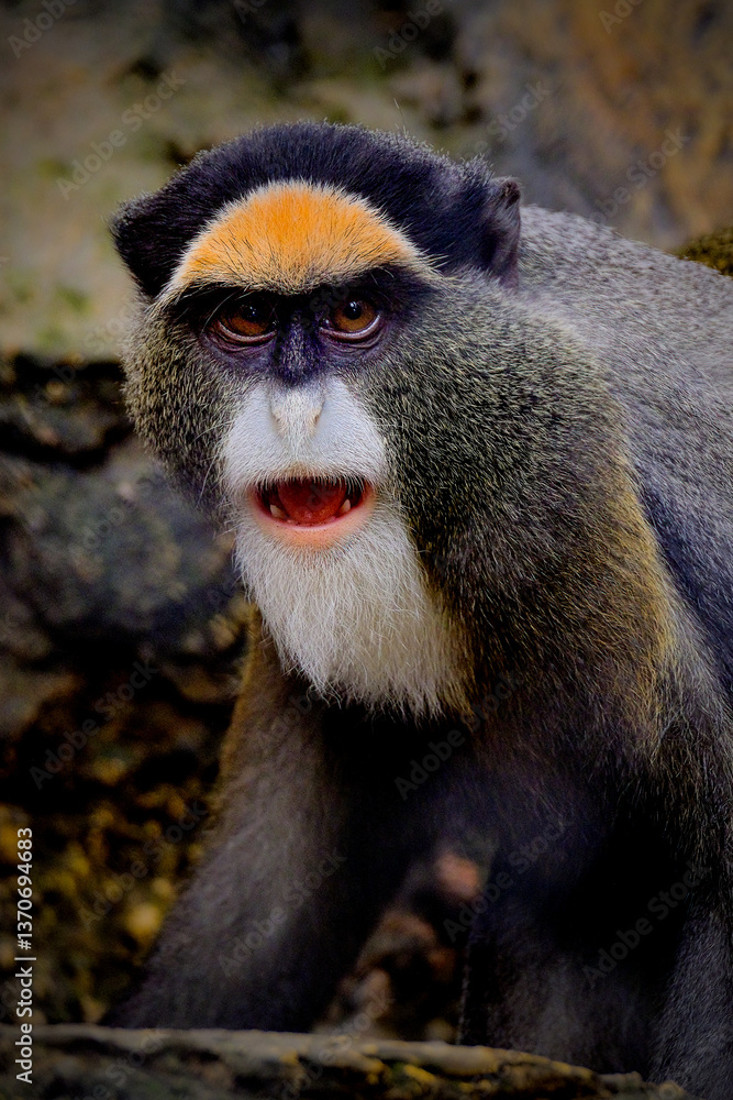 Fototapeta premium close up of a de brazza's monkey