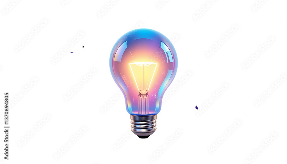 Obraz premium Holographic 3D light bulb icon png