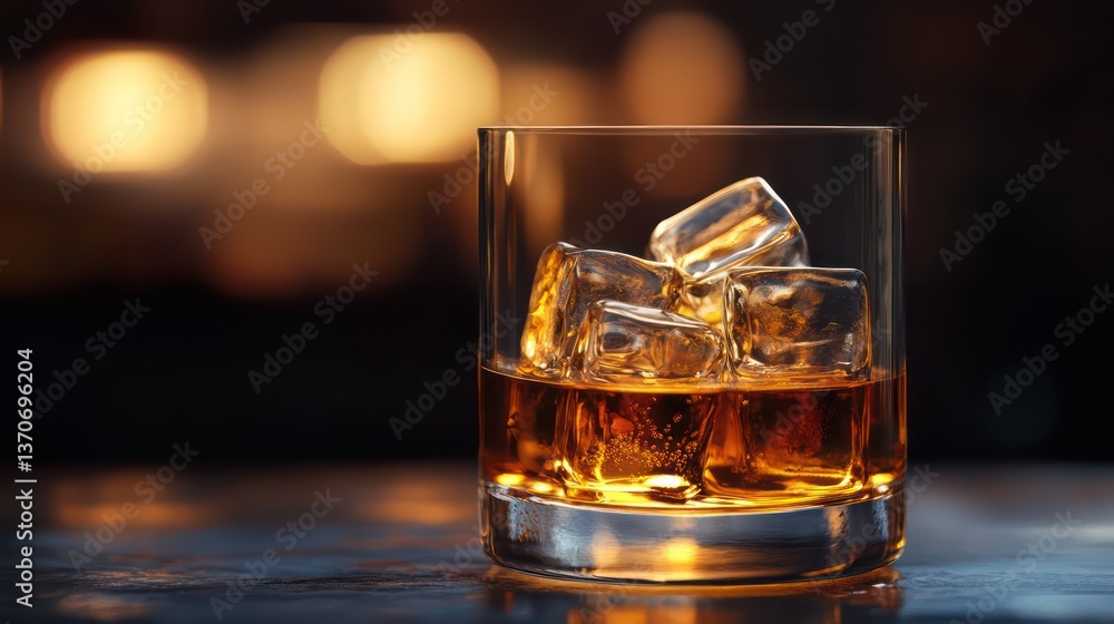 Whiskey Glass With Ice Cubes Whiskey Glass With Ice Cubes