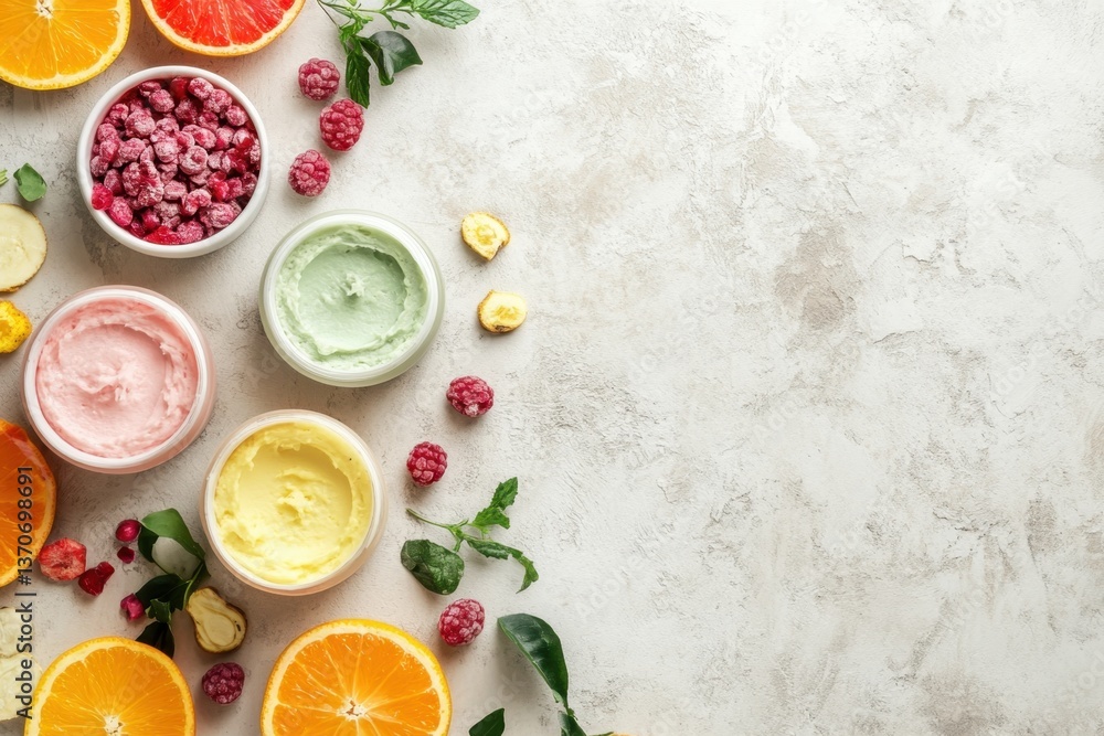 custom made wallpaper toronto digitalColorful assortment of natural fruit-flavored creams with fresh ingredients on display