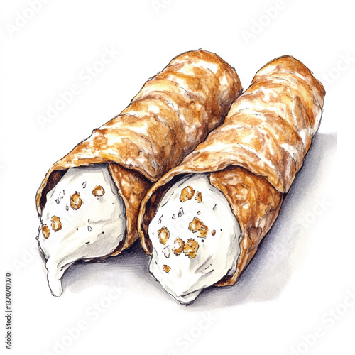 watercolor copic marker concept sketch of Cannoli