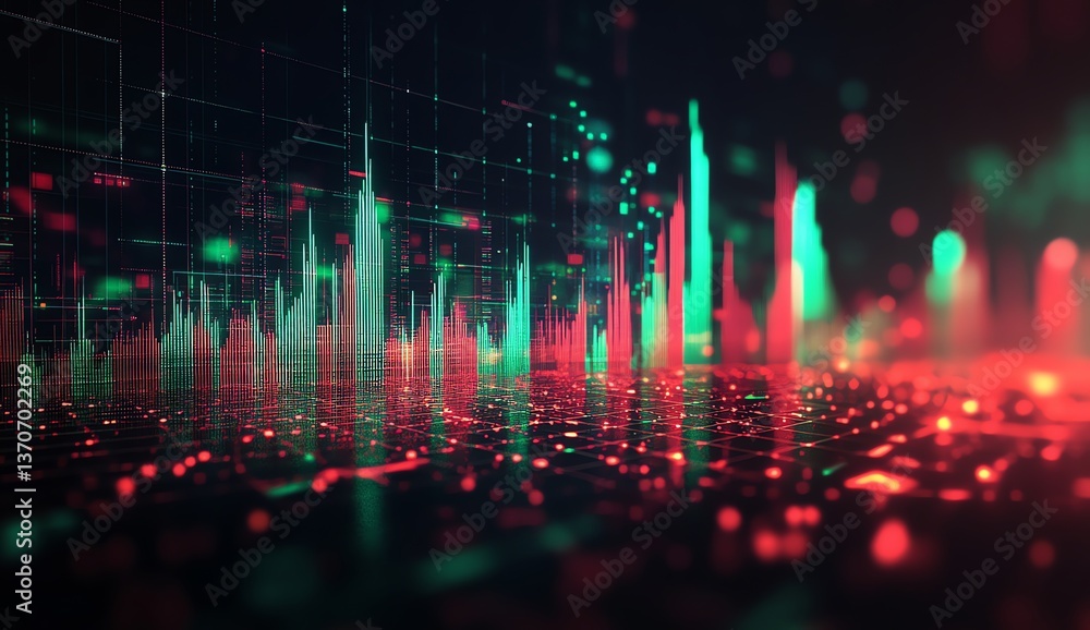 Analyzing Data Visualization with Digital Graph in Red and Green Tones Analyzing Data Visualization with Digital Graph in Red and Green Tones