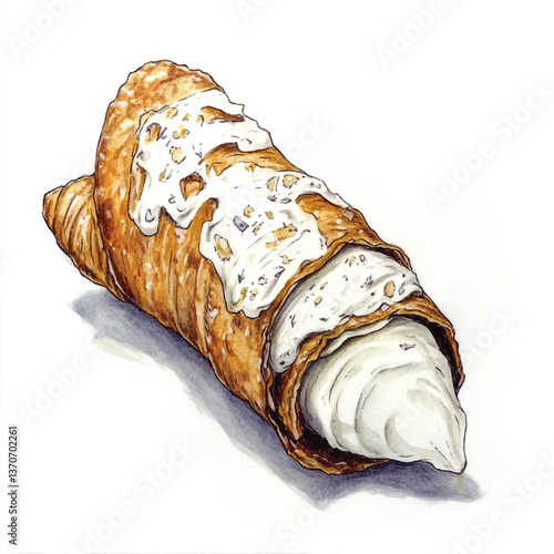 watercolor copic marker concept sketch of Cannoli