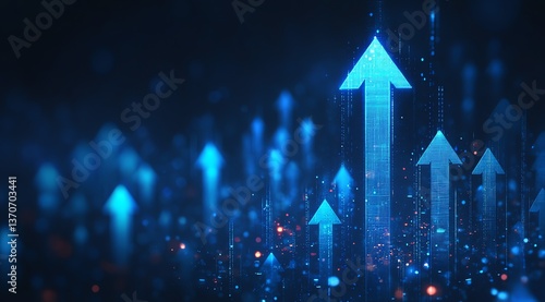 Rising Blue Arrows Symbolizing Growth Success Progress and Positive Trends
