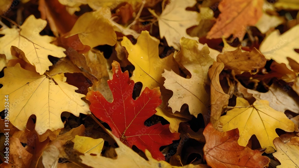 Close-up of Fallen Oak Leaves on the Ground During Autumn with Natural Brown and Orange Colors Close-up of Fallen Oak Leaves on the Ground During Autumn with Natural Brown and Orange Colors