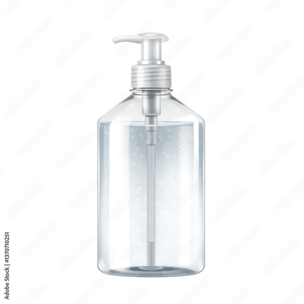 Transparent Bottle of Hand Sanitizer with Pump Dispenser Transparent Bottle of Hand Sanitizer with Pump Dispenser