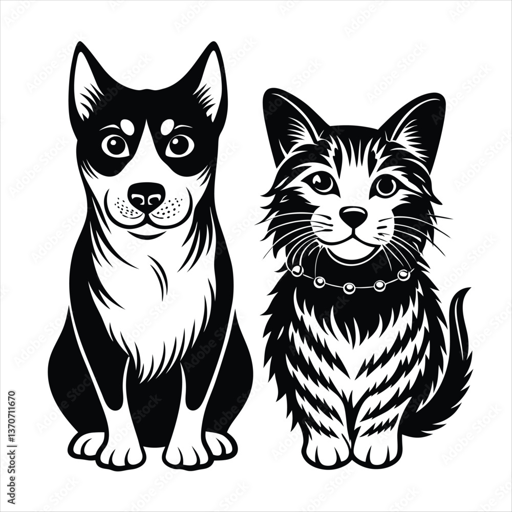 cat and dog silhouette vector style cat and dog silhouette vector style