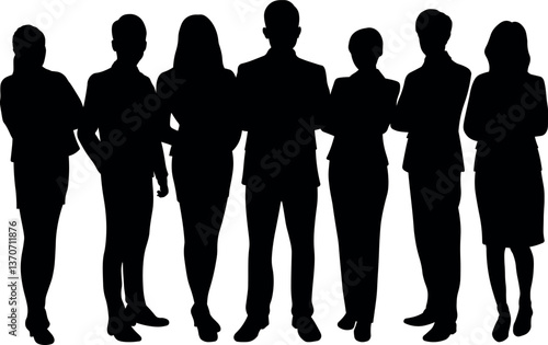 Silhouette of Synergy and Diversity. A Male Executive Leader with Managers and Employees