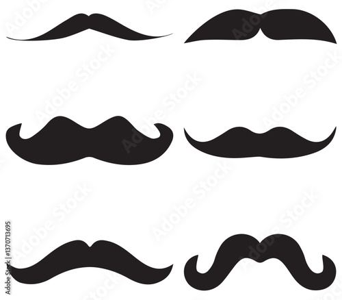 collection of mustaches. set of mustaches. moustache silhouette vector bundle. Black mustache vector