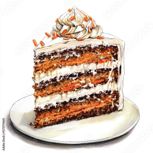 watercolor copic marker concept sketch of Carrot Cake