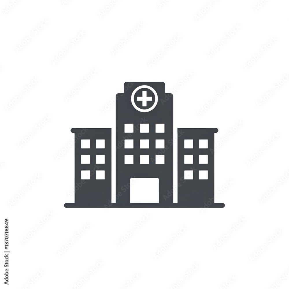 Modern Hospital Building Icon Healthcare Facility Silhouette Modern Hospital Building Icon Healthcare Facility Silhouette