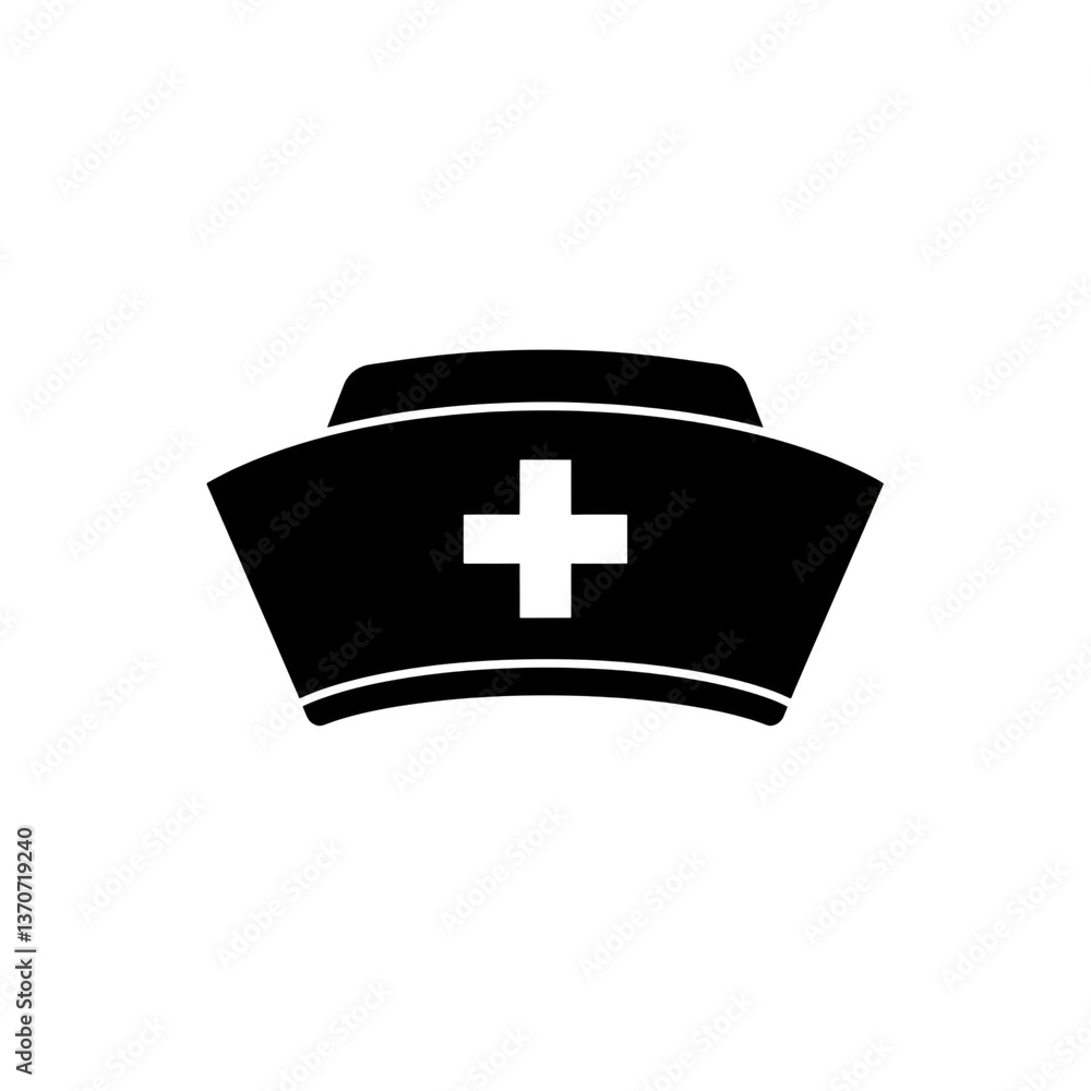 Obraz premium Nurses Cap Icon Simple Line Art Graphic