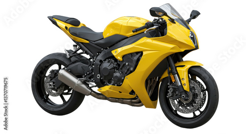 Isolated Yellow Motorcycle