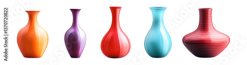 Transparent or PNG Image of Bottleneck Vases with Various Colors and Designs