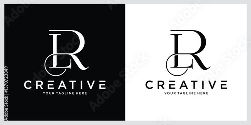 Foto LR or RL initial letter logo design vector