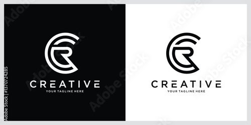CR or RC initial letter logo design concept