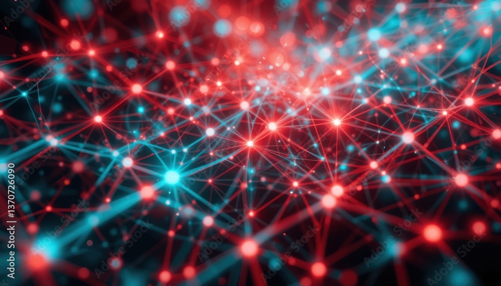 Abstract Network Visualization Dynamic Red and Teal Connections Abstract Network Visualization Dynamic Red and Teal Connections