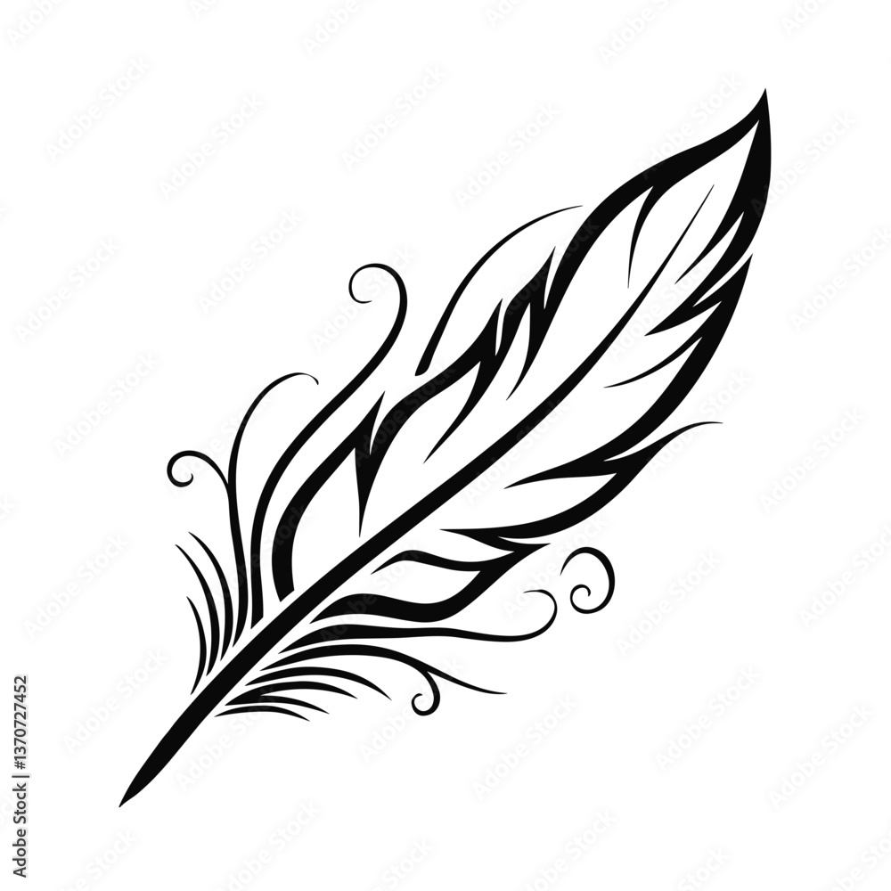 Obraz premium Decorative feather illustration in black and white