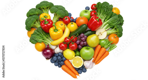Fototapeta Naklejka Na Ścianę i Meble -  Isolated Heart Shape Made of Fruits and Vegetables