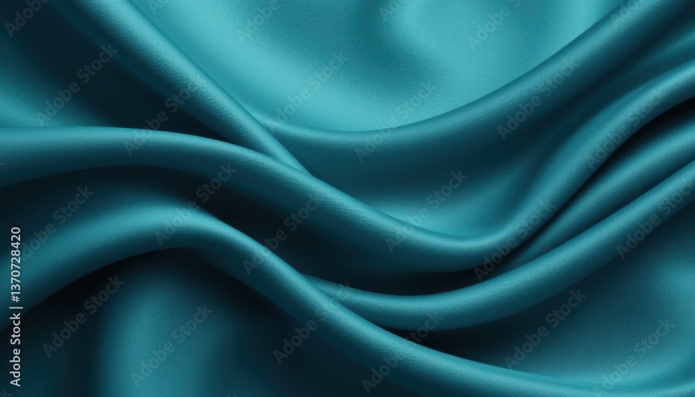 Obraz premium Elegant Teal Fabric Texture Soft Curves & Sophisticated Drape Background
