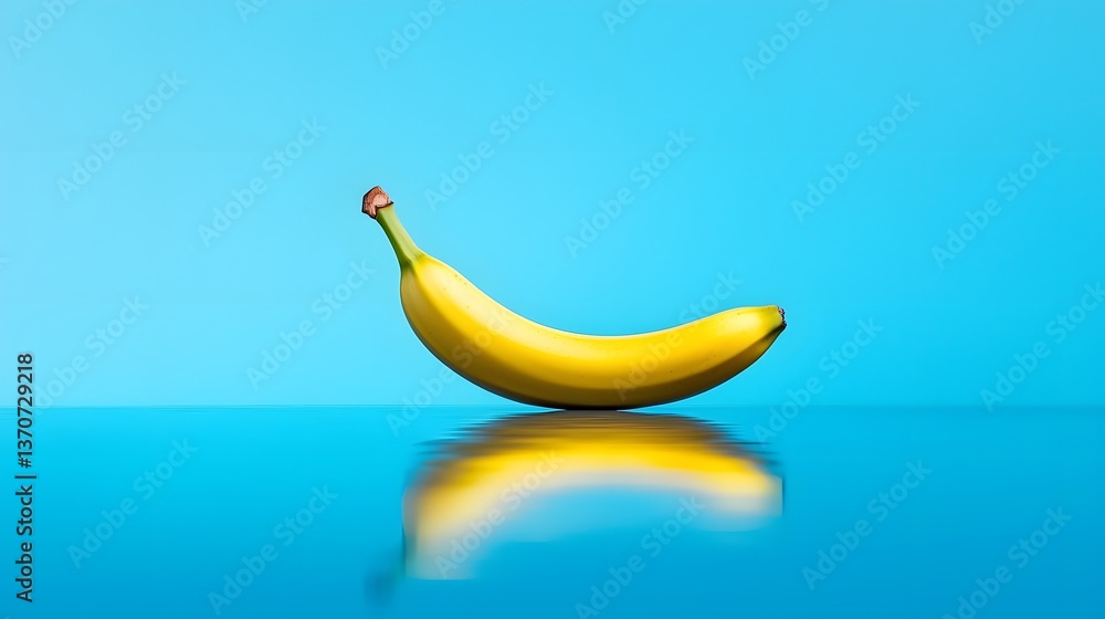 Minimalist Photography of a Single Banana Peel on a Smooth Reflective Surface Minimalist Photography of a Single Banana Peel on a Smooth Reflective Surface