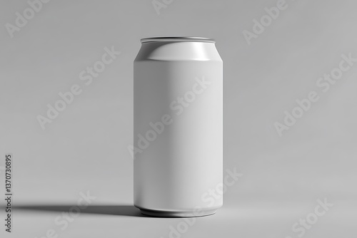 Isolated Metal Can With Silver Lid On Gray Background, Sleek And Minimalist Design
