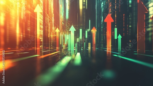 stock market visuals showcasing a positive economic trend postvaccine rollout copy space, focus on hope dynamic, overlay with green upward arrows