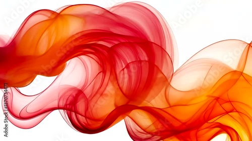 Abstract flowing waves in vibrant red and orange hues against a white background