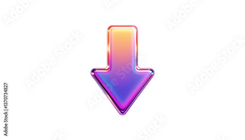 Iridescent 3D down Arrow Icon png