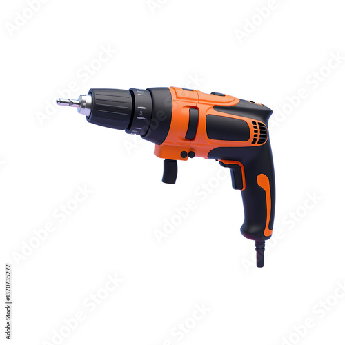 3D power drill tools illustration isolated on transparent background