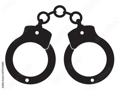 handcuffs black silhouette vector, black and white silhouette, vector and illustration isolated on white background, 