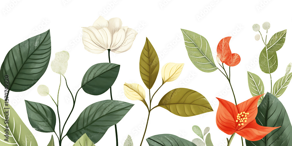 Obraz premium illustration of colorful spring flowers in a blooming garden isolated on transparent background png