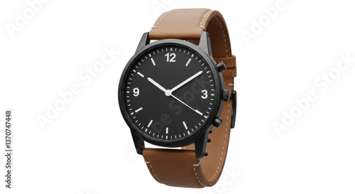 Wallpaper Mural Isolated Black Watch with Leather Strap Torontodigital.ca