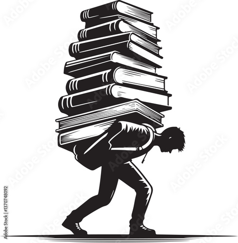 Overloaded student illustration