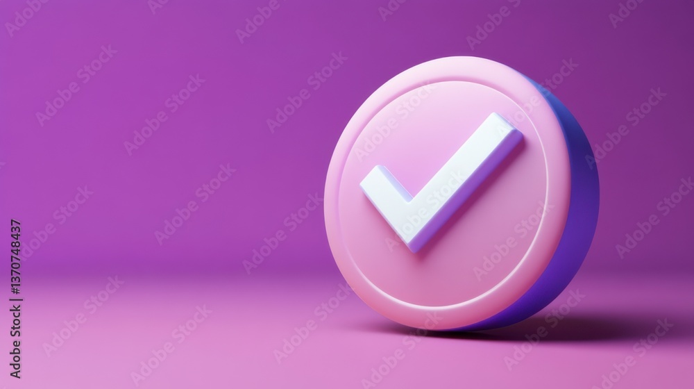 Symbol of approval on pink background conveys trustworthiness and positivity in modern digital communication and design concepts Symbol of approval on pink background conveys trustworthiness and positivity in modern digital communication and design concepts