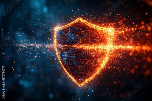 A cybersecurity shield deflecting a wave of incoming data breaches, glowing with protective energy, symbolizing digital resilience and security