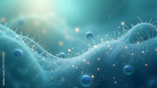 Abstract Microscopic Cell Structure with Viruses, Bacteria, Science and Research